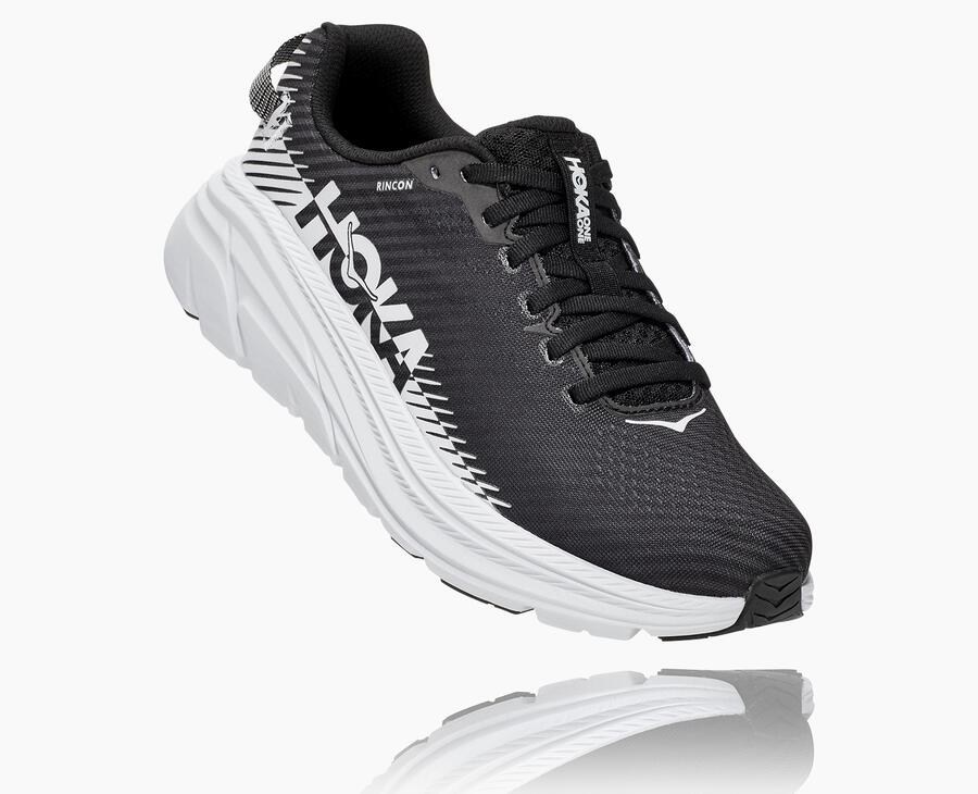 Hoka Womens Running Shoes NZ - Hoka Rincon 2 Black/White (NTY728453)